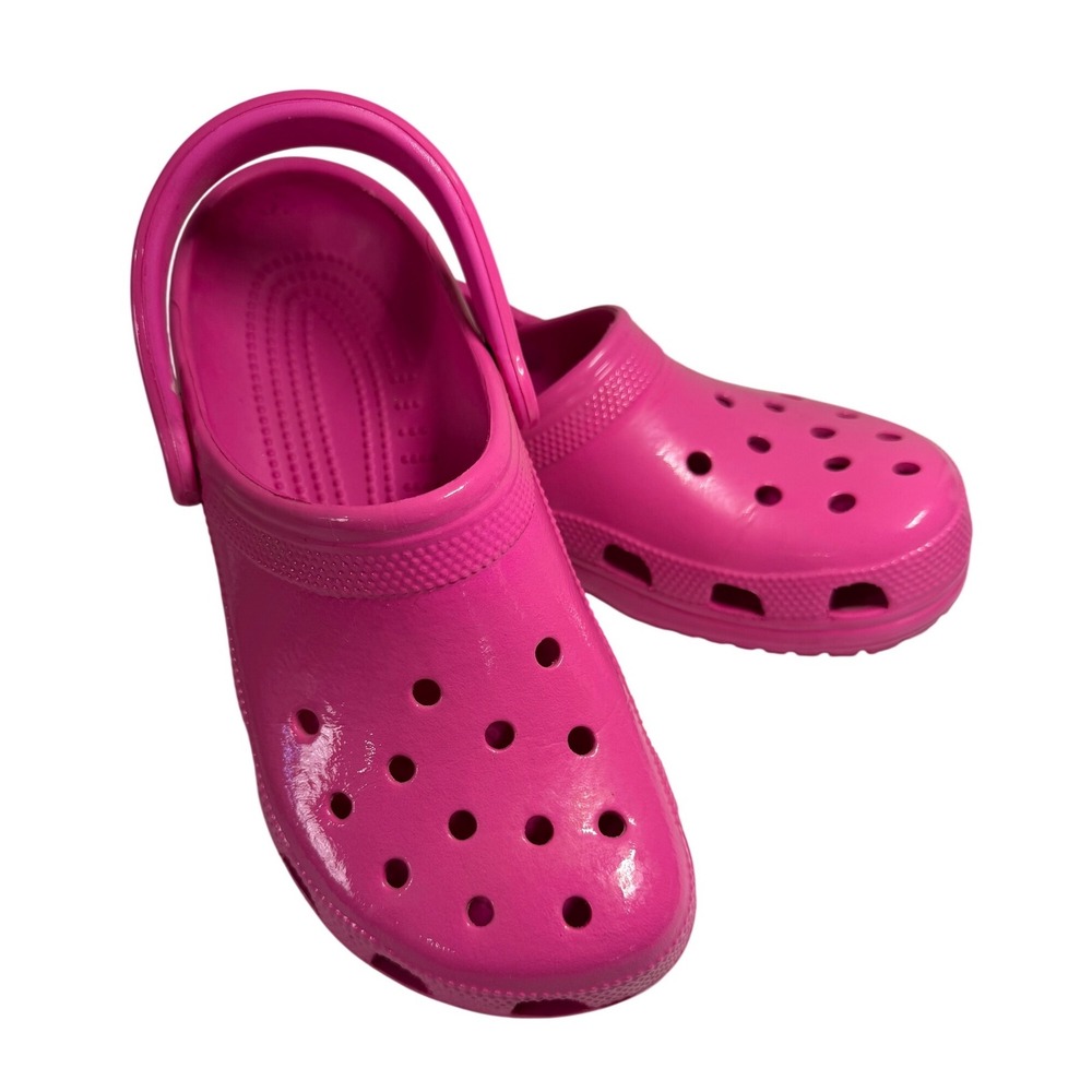 Crocs Classic Clogs Electric Pink Unisex Womens 8 Mens 6 Slip On Water Shoes